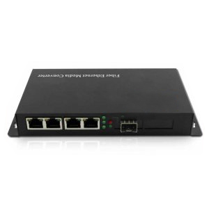 Slot 1SFP dan 4RJ45 Ports SFP Fiber Media Converter